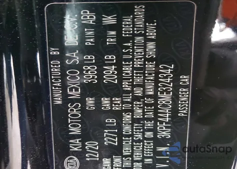 2021 Kia Forte Gt z USA, uszkodzony, nr VIN 3KPF44AC8ME324342